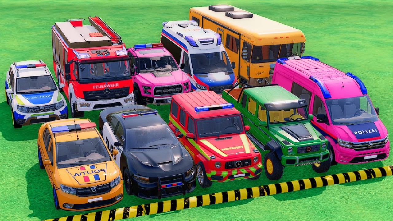TRANSPORTING POLICE CARS, AMBULANCE VEHICLE, FIRE DEPARTMENT WITH TRAIN - FARMING SIMULATOR 22 #52