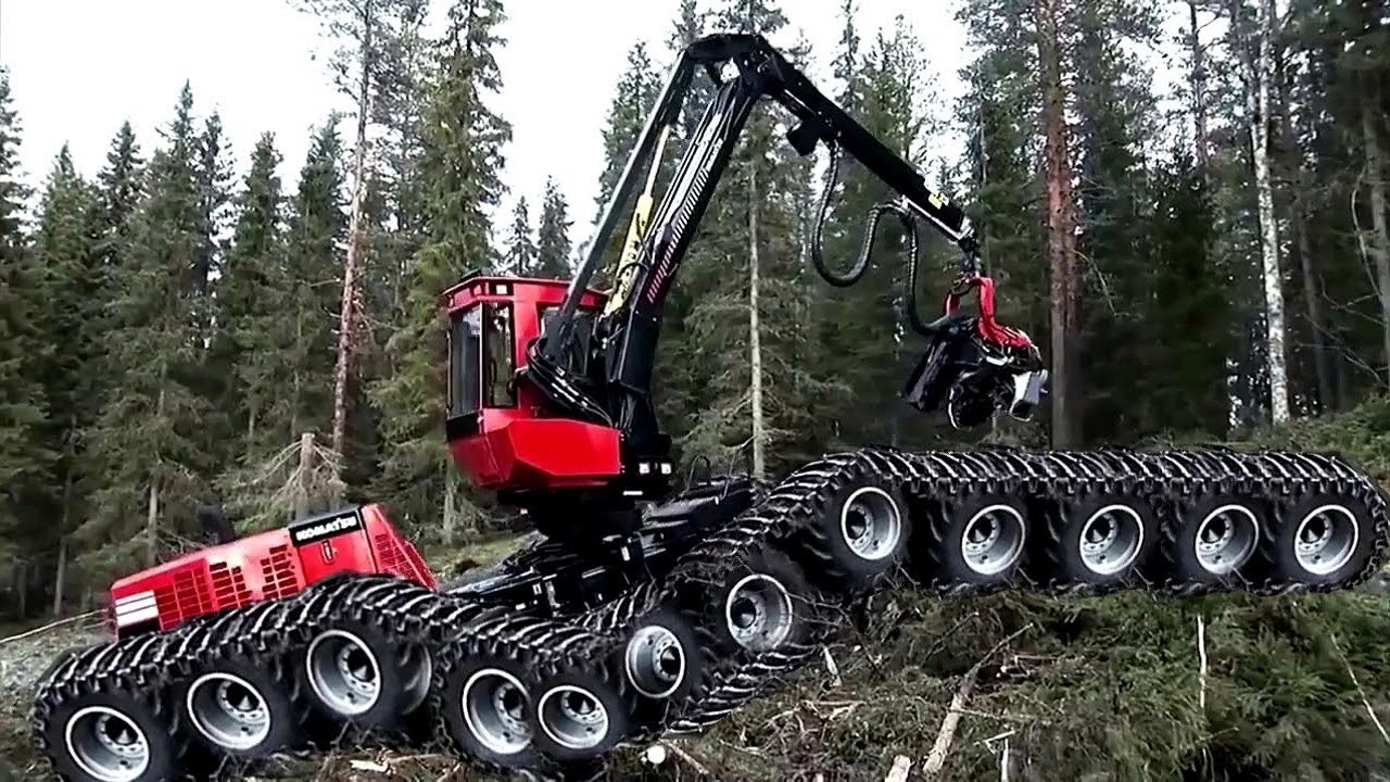 Amazing Fastest Skill Chainsaw Tree Cutting Tractor Machines, Big Felling Tree Heavy Equipment