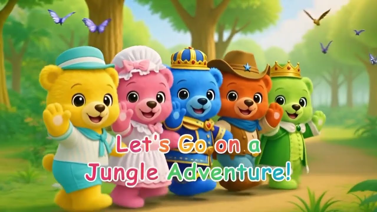 Five Colorful Bears Go on a Jungle Adventure 🐻🌴 | Fun Kids Song & Story