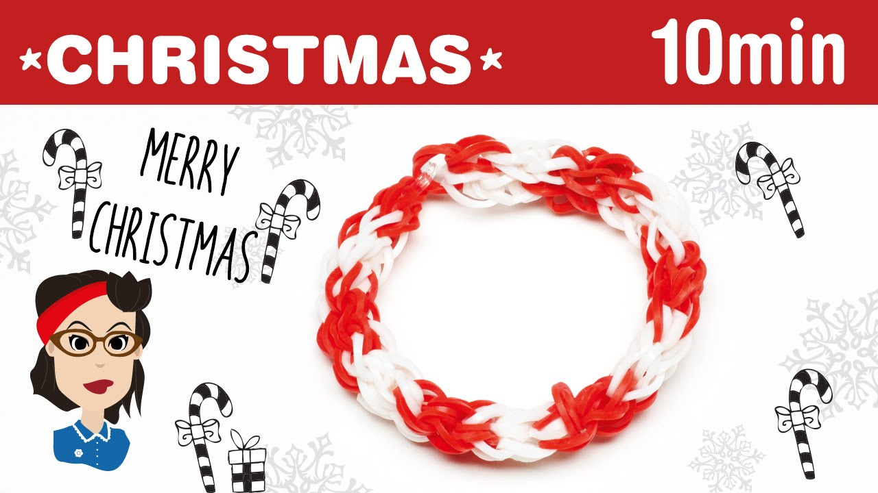 How to make a Christmas Candy Cane loom band bracelet