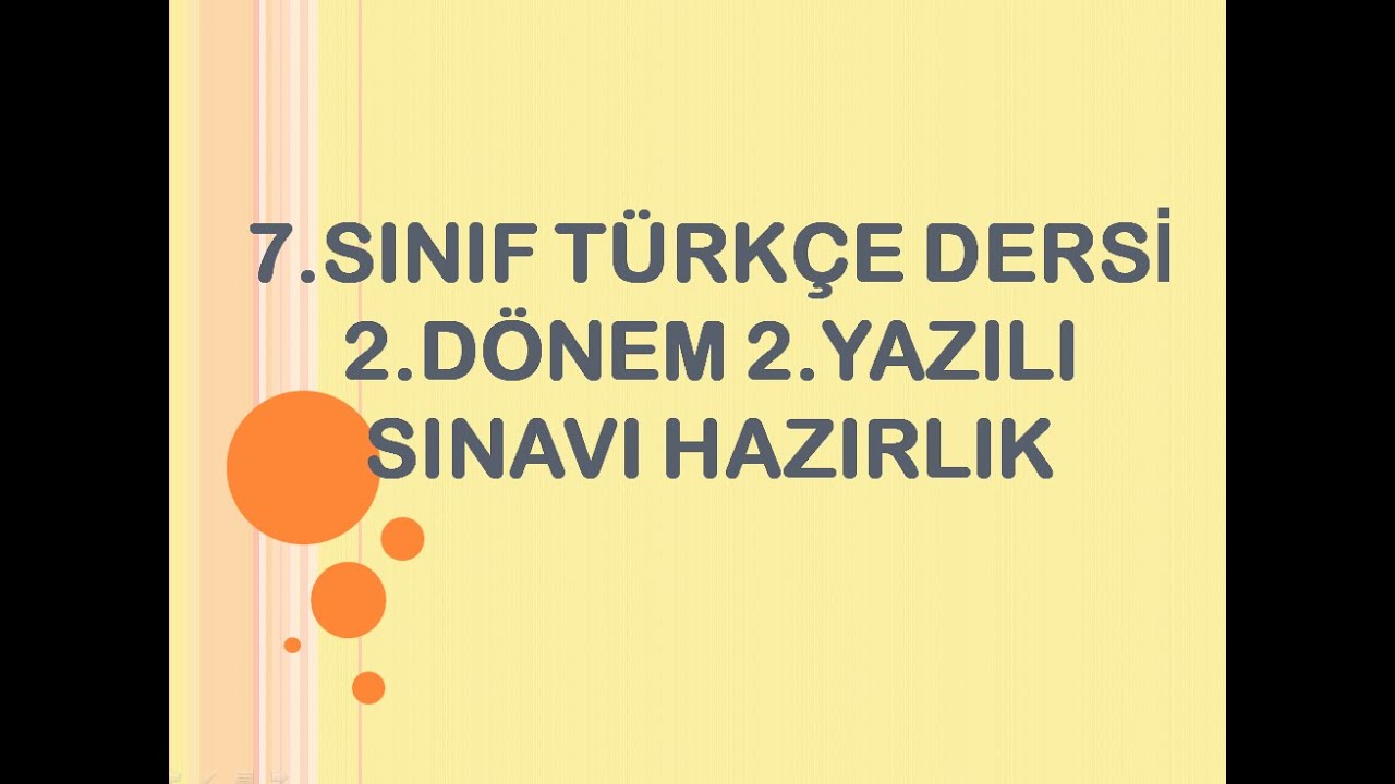 7. SINIF TÜRKÇE DERSİ 2. DÖNEM 2. YAZILI SINAVI 2022