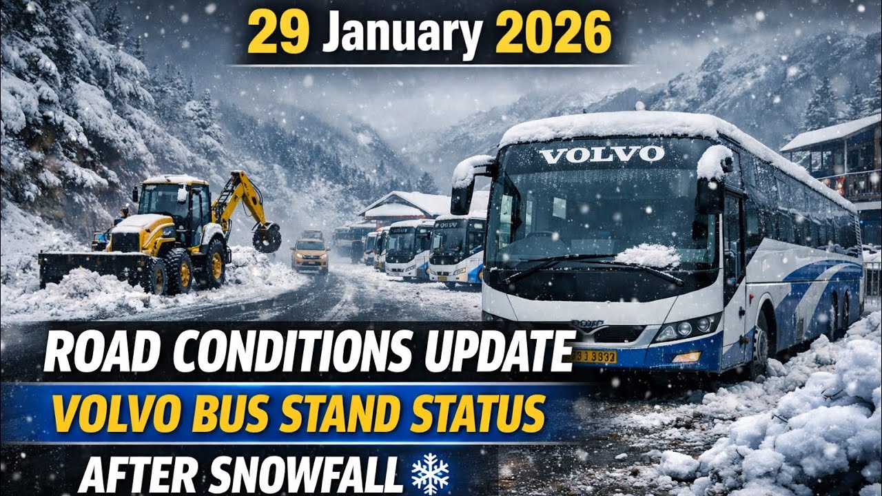 Himachal Road Conditions Today ❄️ | Volvo Bus Stand Update After Snowfall | 29 Jan 2026