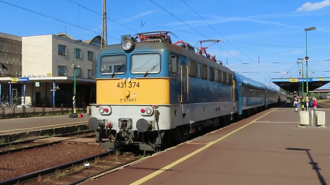 Hungary: MAV Class 431 electric loco leaves Debrecen on a Budapest Nyugati bound passenger train