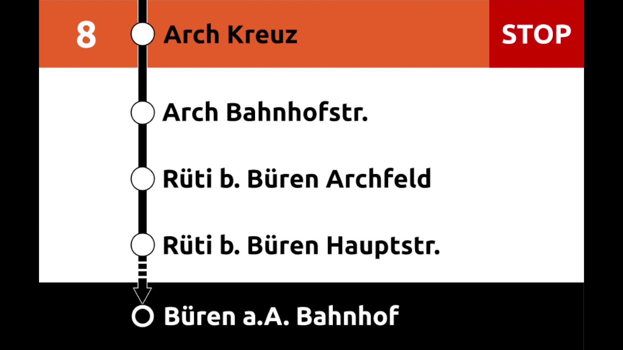 RBS/BSU Ansagen - Bus Linie 8 Solothurn – Lüsslingen – Leuzigen – Arch – Rüti – Büren an der Aare