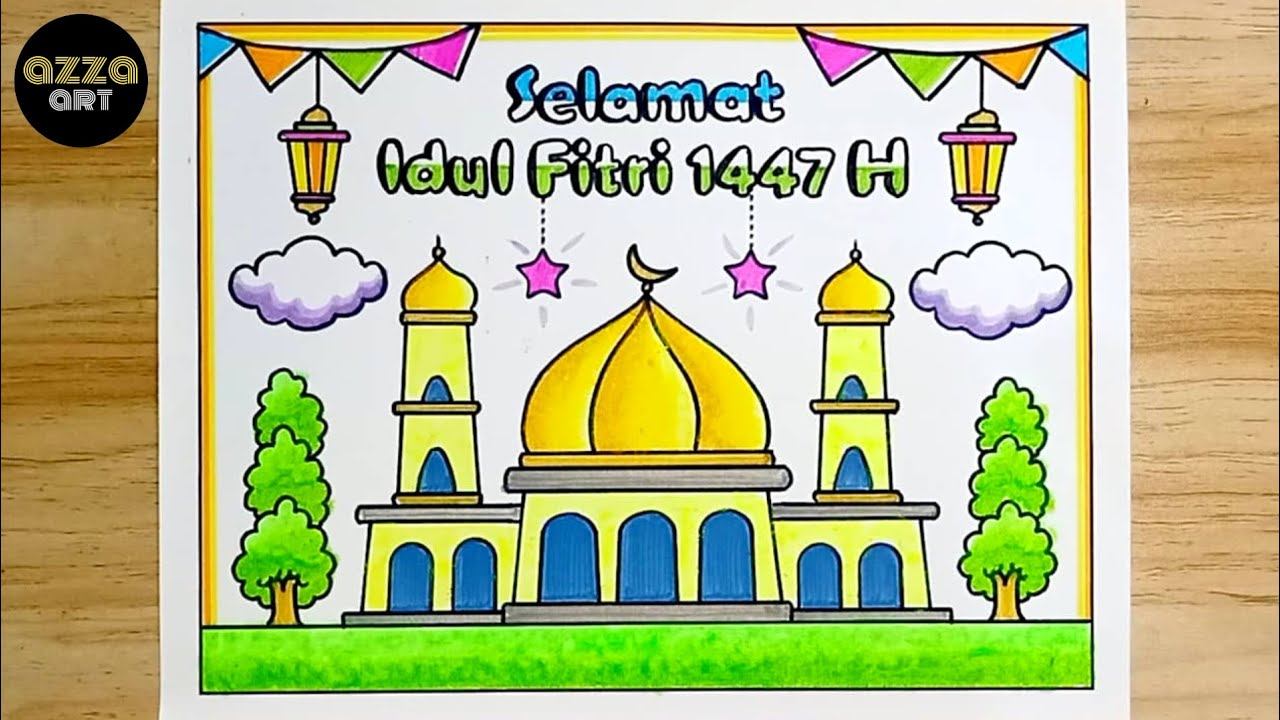 Cara Membuat Poster Hari Raya Idul Fitri 1447 H 🌙 Cara Menggambar poster ramadhan 2026