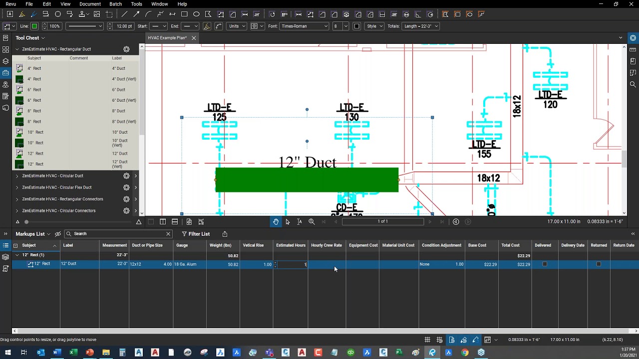 ZenEstimate HVAC: Duct & Piping Takeoffs Simplified in Bluebeam Revu