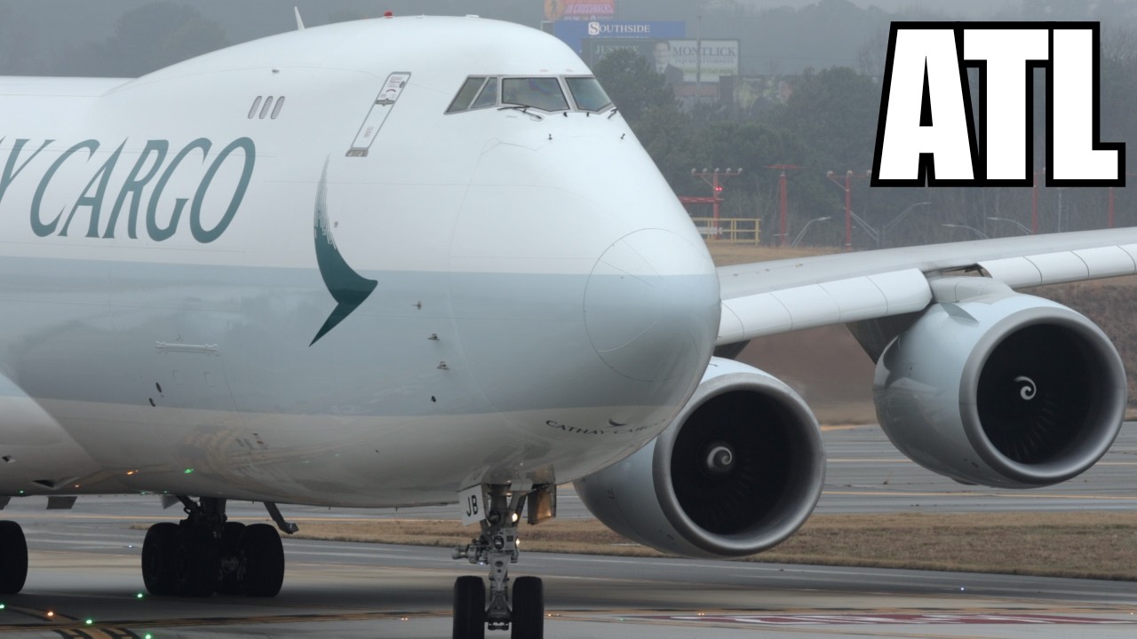 Cloudy Morning Power at ATL ✈️ Cathay 747s, Delta 757s & Nonstop Departures in 4K
