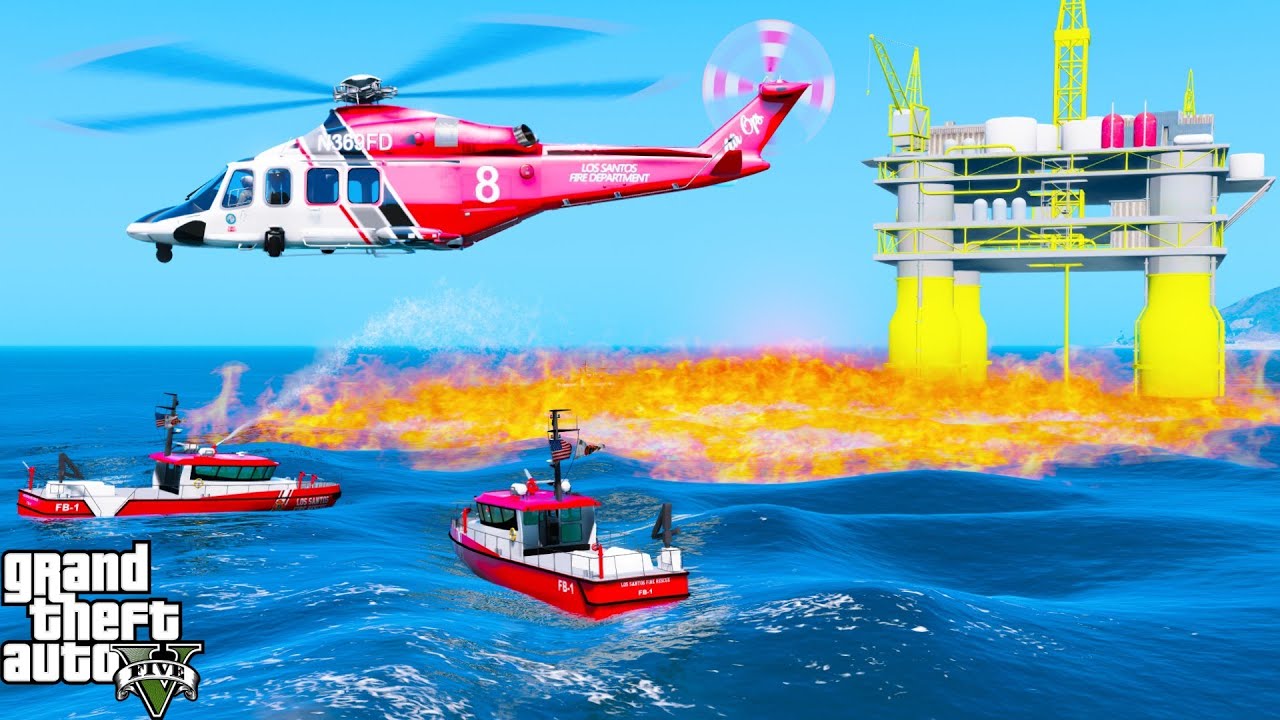 GTA 5 Ocean On Fire After Underwater Gas Leak (Gulf of Mexico)
