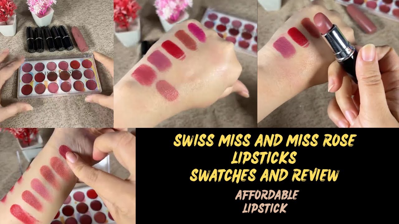 Swiss Miss lipstick shade in Pakistan | Affordable Lipstick Swatches❤️|  Miss Rose and Swiss Miss