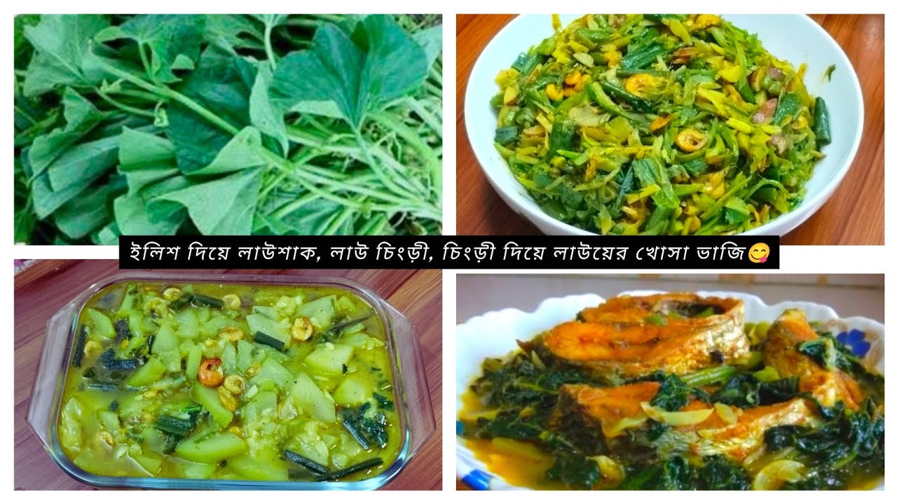  দুর্দান্ত স্বাদে লাউয়ের মজার ৩টি রেসিপি l লাউ চিংড়ী/ইলিশ দিয়ে লাউশাক /চিংড়ী দিয়ে লাউয়ের খোসা ভাজি  