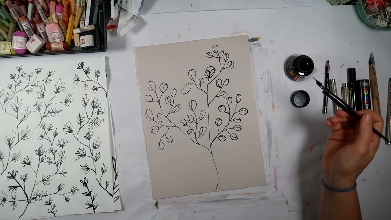 Черно-белая бумага для цветочного коллажа, часть 2