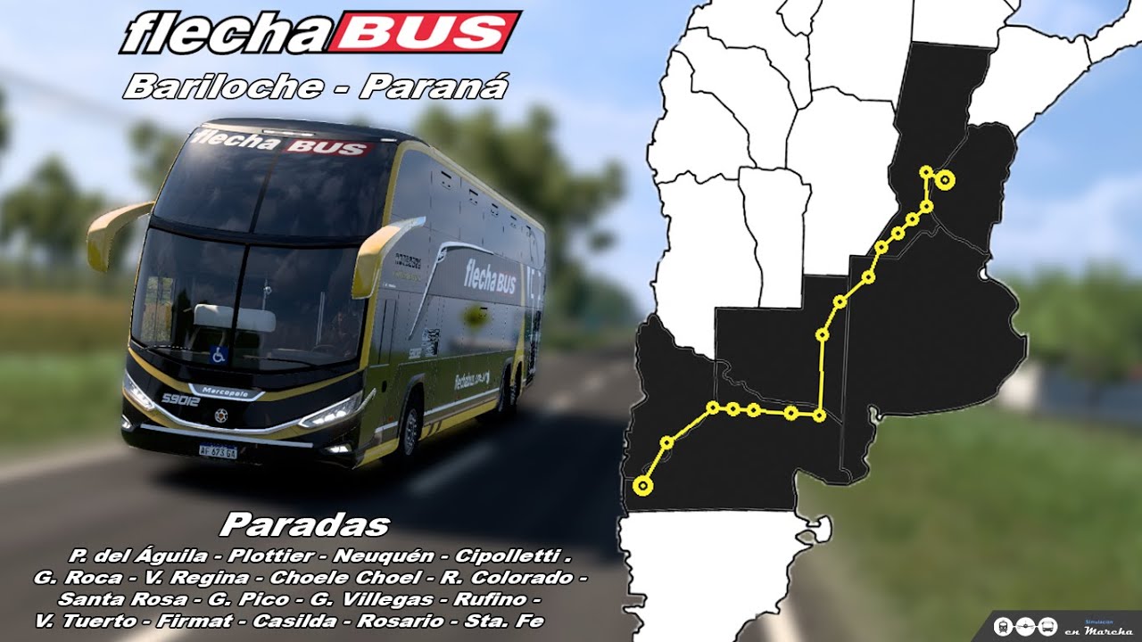 BARILOCHE - PARANÁ | Servicio Completo Flecha Bus (Circa enero de 2025) | Simulación en Marcha