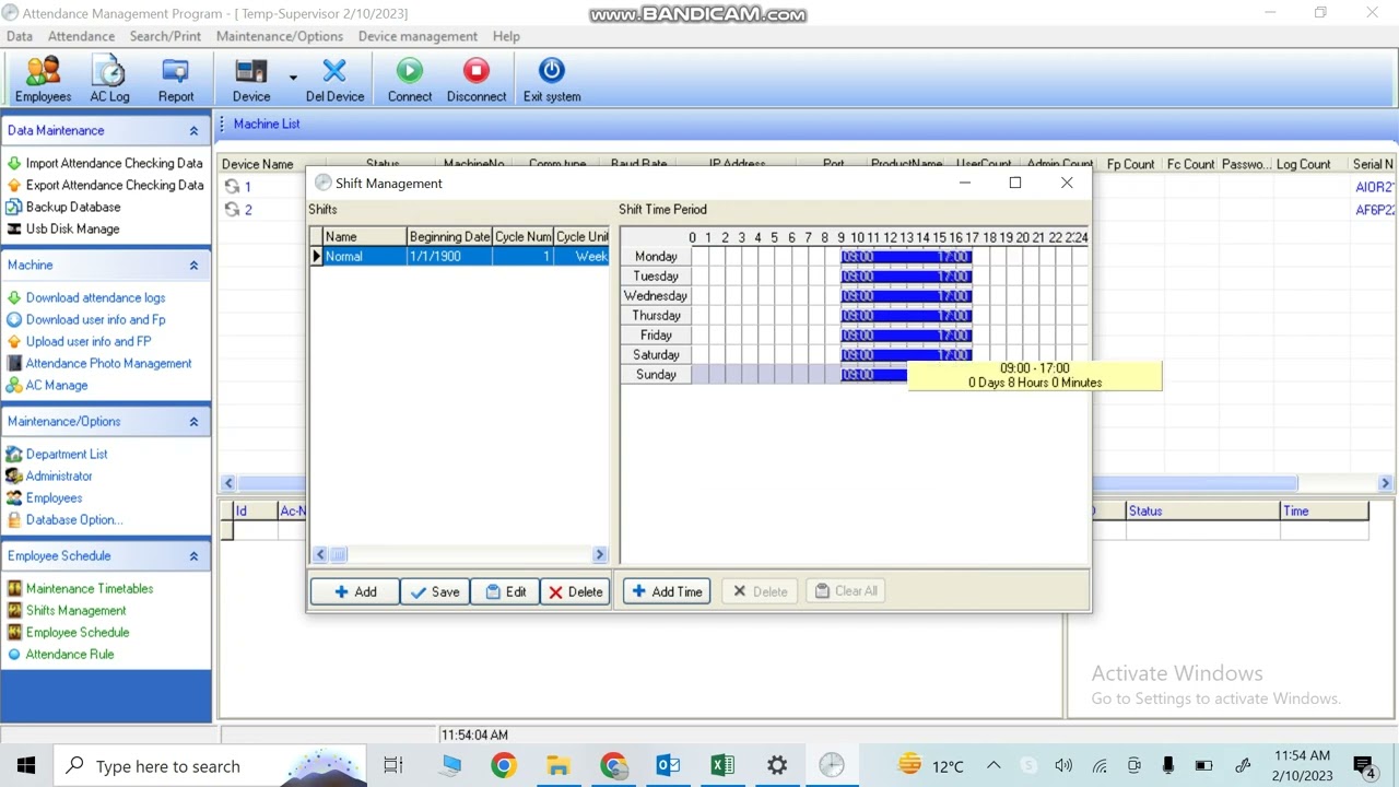 ZKTime 5.0 shifts definition in Attendance Software
