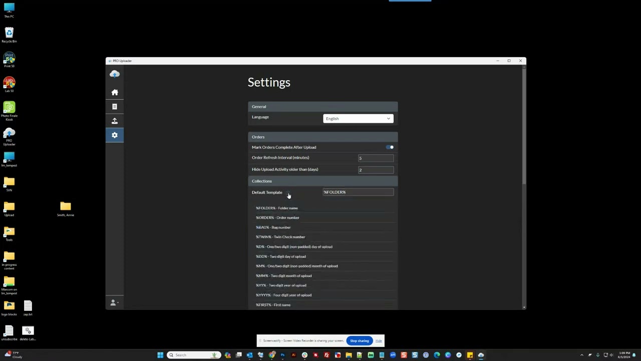 PRO Uploader, naming folders and collections