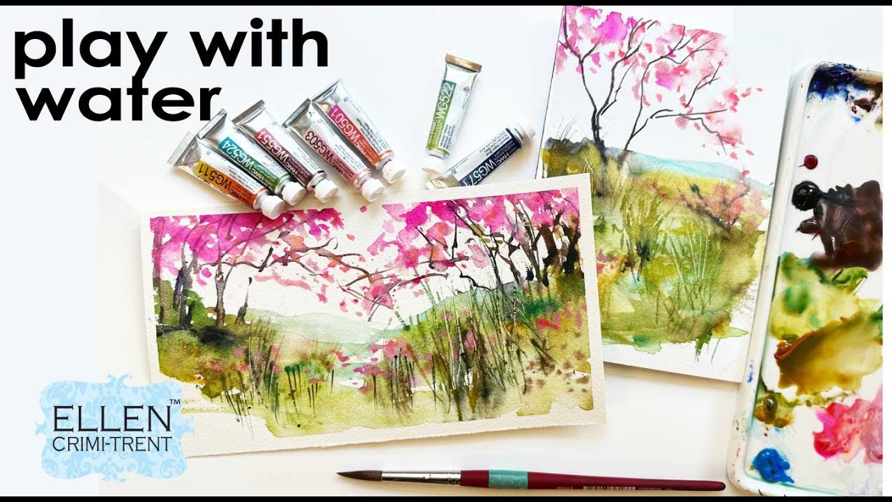 Simple techniques for  Abstract Cherry Blossom landscape
