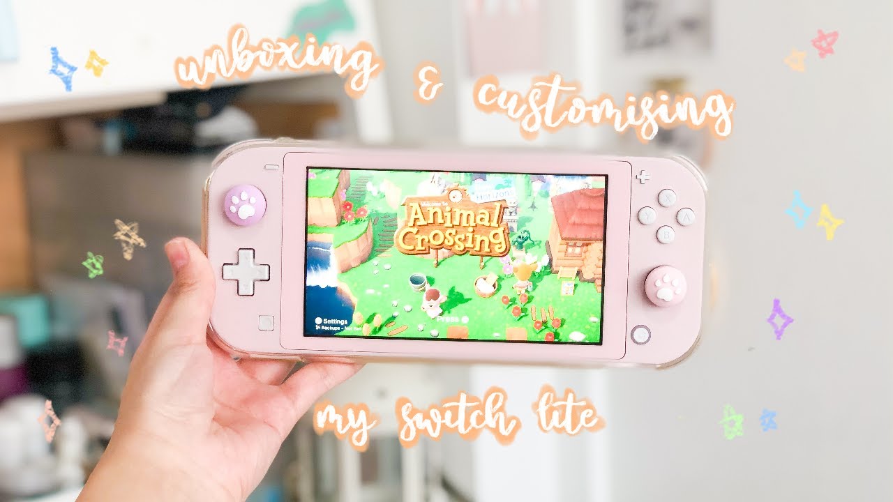 🌸 nintendo switch lite unbox & customise || animal crossing new horizon 👾