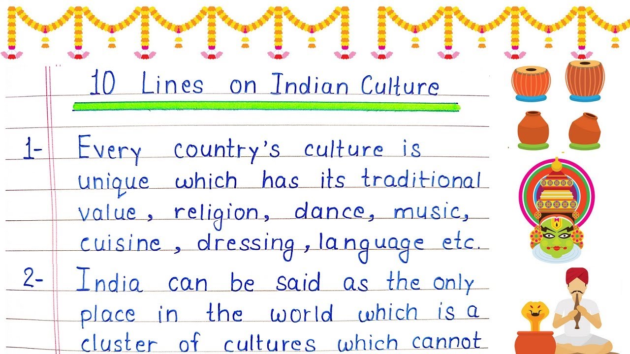 10 Lines Essay on Indian Culture in English | Indian Culture 10 Points, Few Lines and Sentences