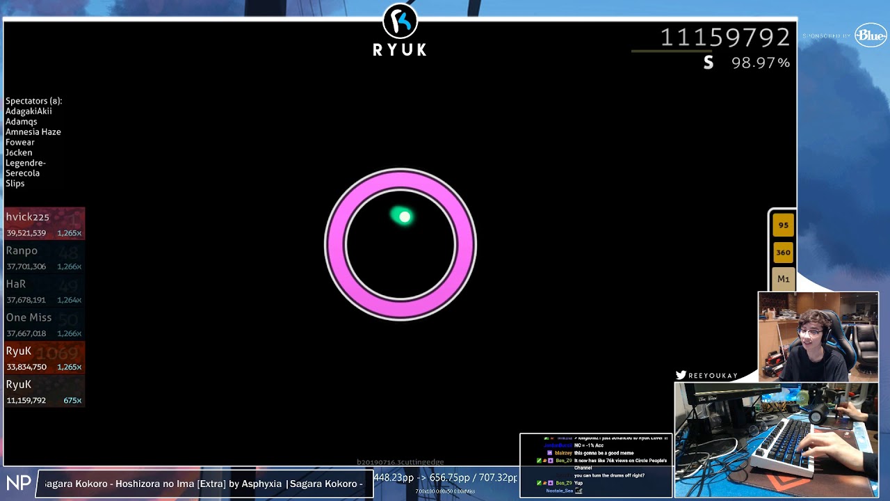 osu! | RyuK | Sagara Kokoro - Hoshizora no Ima [Extra] +HD,NC 99.00% 666pp FC #1 | hvick snipe!