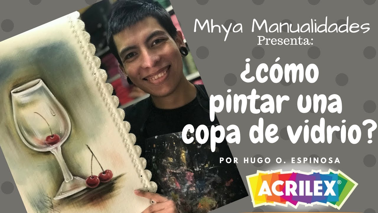 Como pintar una copa de vidrio// como pintar una cereza por Hugo Espinosa