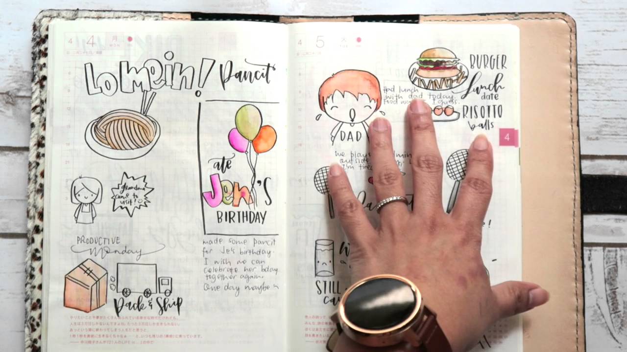 Hobonichi Flip Through. Drawings And Journal.