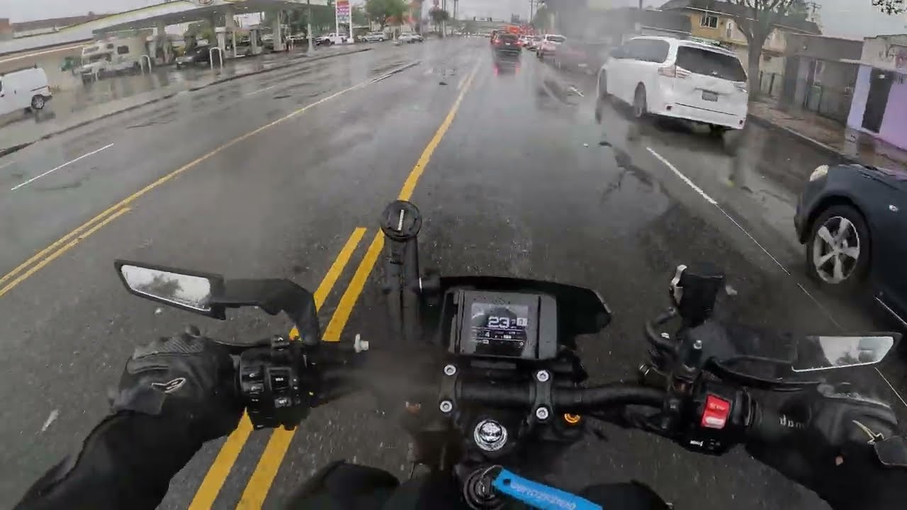 Rainy day,January 2, 2026  lady was mad because I was drivin￼g too slow in the rain in my motorcycle