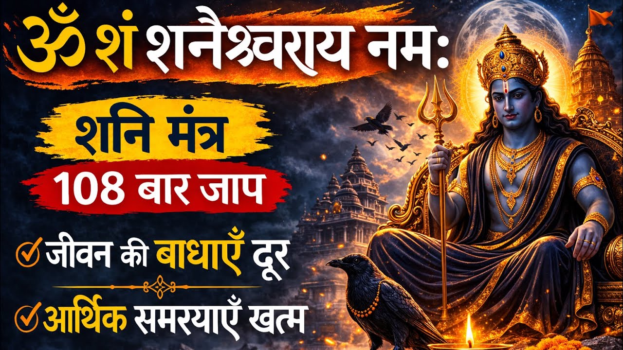 ॐ शं शनैश्चराय नमः | Om Sham Shanicharaya Namah | 108 बार जाप | बाधाएँ और आर्थिक समस्याएँ होगी दूर