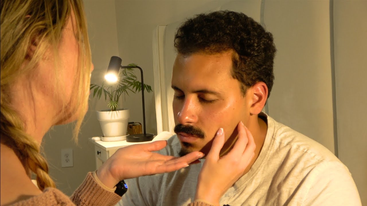 Face touching & hair play ASMR with super low whispers that send you to sleep