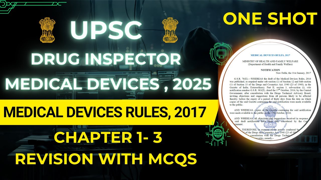 MUST WATCH Before UPSC Drug Inspector Exam | Medical Devices Rules 2017 Full Revision with MCQs
