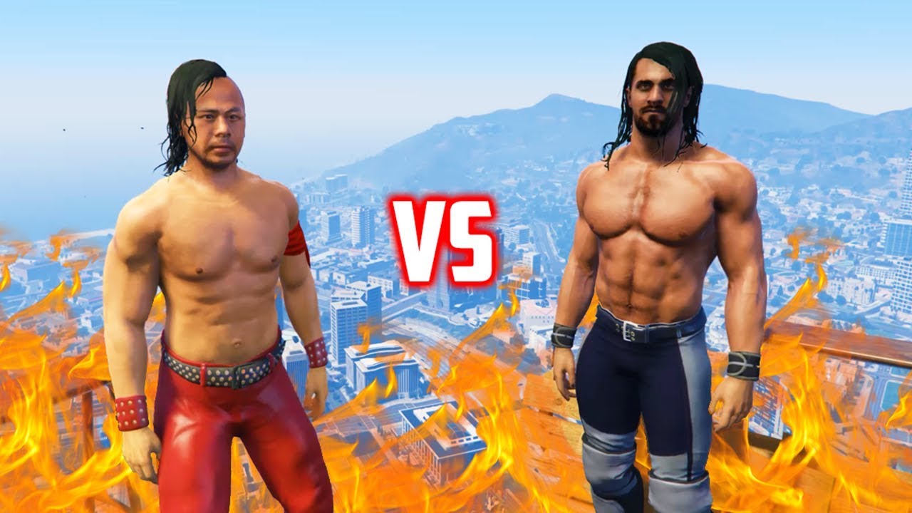 GTA 5 WWE EXTREME RULES MATCH: Shinsuke Nakamura Vs. Seth Rollins (GTA V WWE Mods)