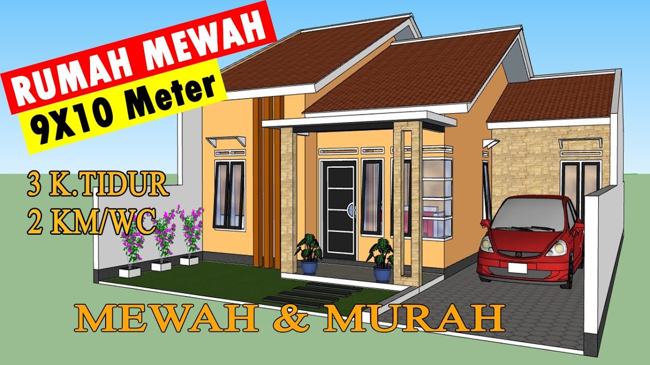 DESAIN RUMAH MINIMALIS 9X10 METER - 3 KAMAR TIDUR