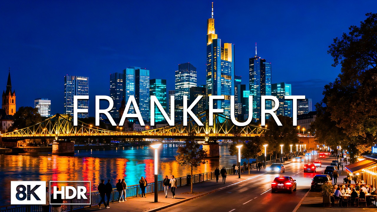 Frankfurt 8K 🇩🇪 Iconic Commerzbank Tower, Dazzling Glass Skyscrapers & Ultra-Modern Financial Hub