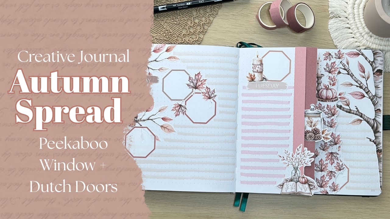 “Plan With Me | Pink & Brown Autumn Weekly Spread 🍂 Dutch Doors + Peekaboo Window