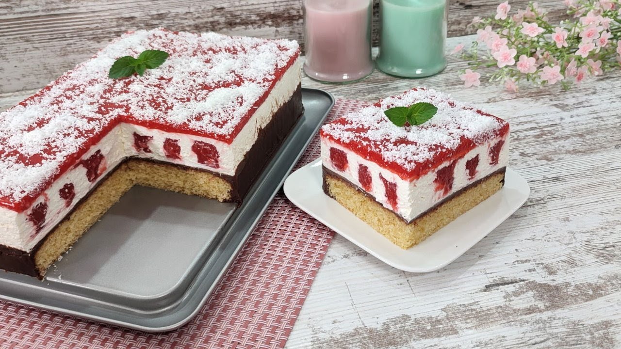 Нереально вкусный быстрый КЛУБНИЧНЫЙ Торт! Тает во рту! Без желатина, ручным миксером!