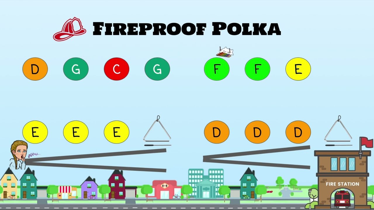 Feuerfest! (Fireproof) Polka | Easy Boomwhacker Play-Along with Dynamics (opt. Percussion)