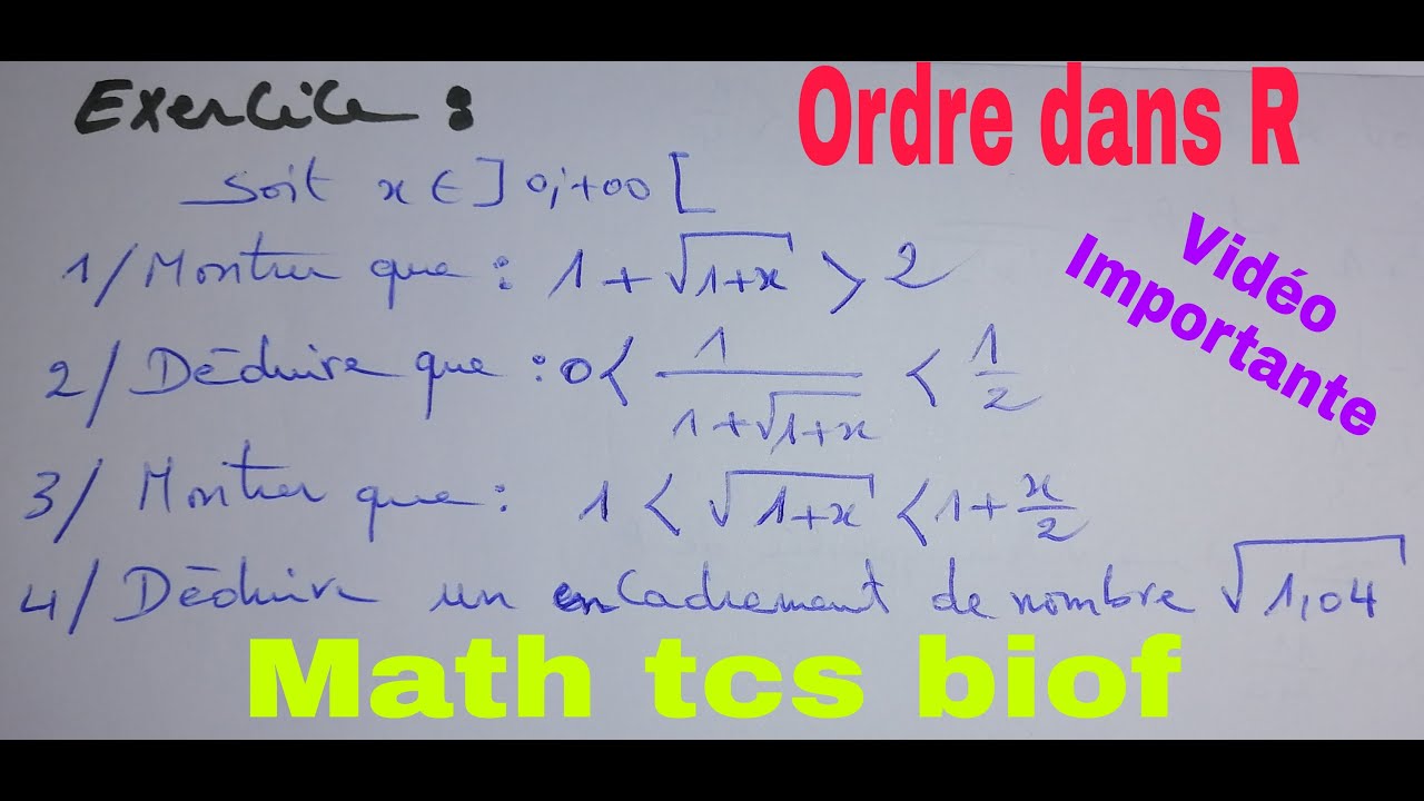 ordre dans R: exercice corrigés souvent posée aux controles___math tcs biof
