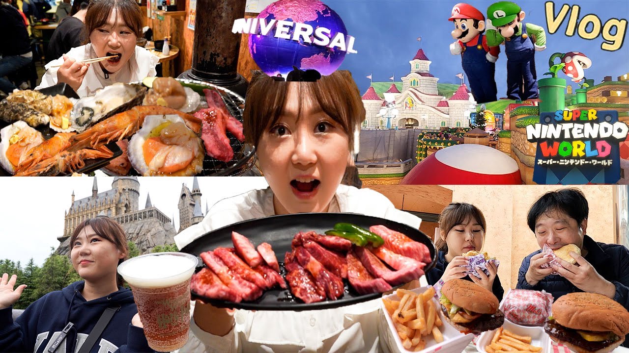 Мукбанг Поездка в ОСАКА l Universal Studio в дождливый день. Жареное мясо и морепродукты. 😊