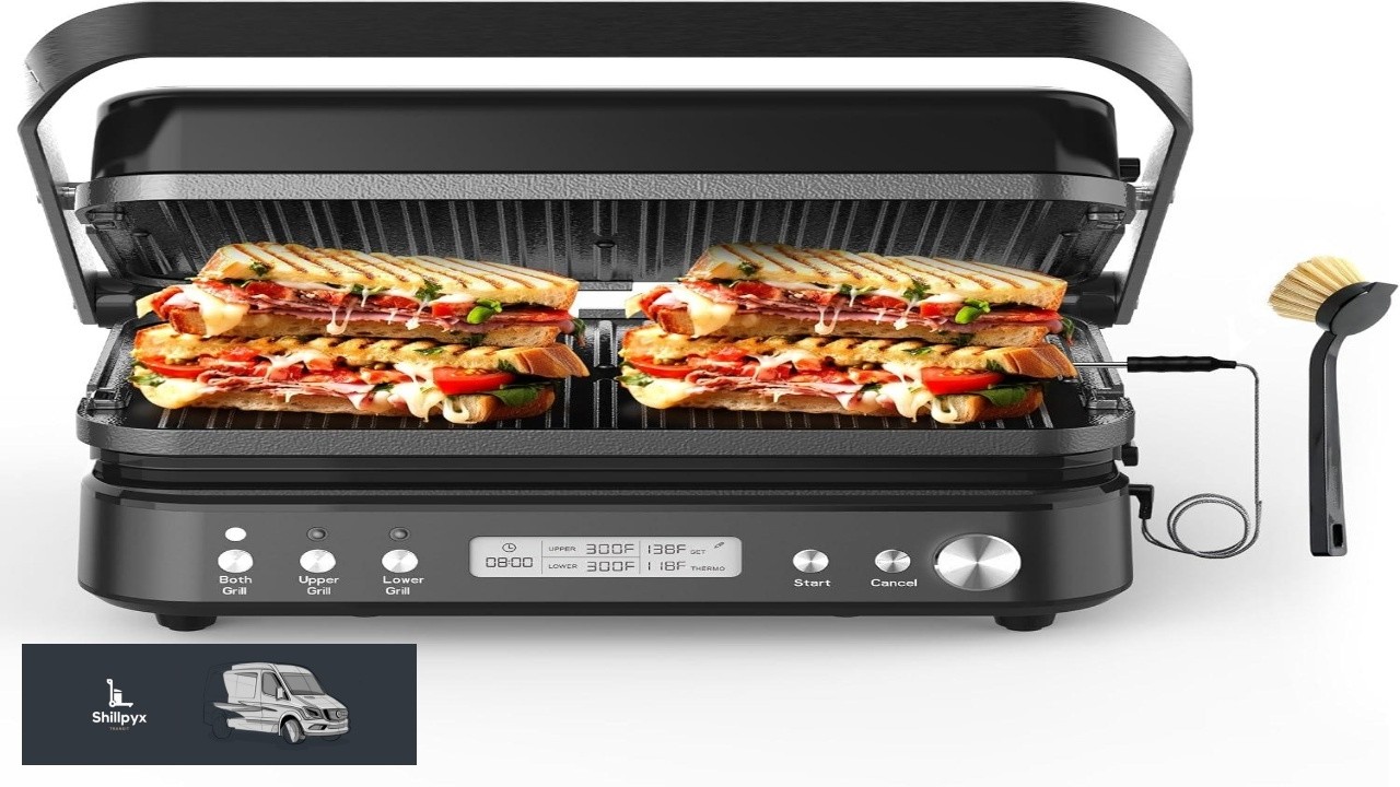 CATTLEMAN Panini Grill Press Sandwich Maker with Removable Plates 1600W 5 in