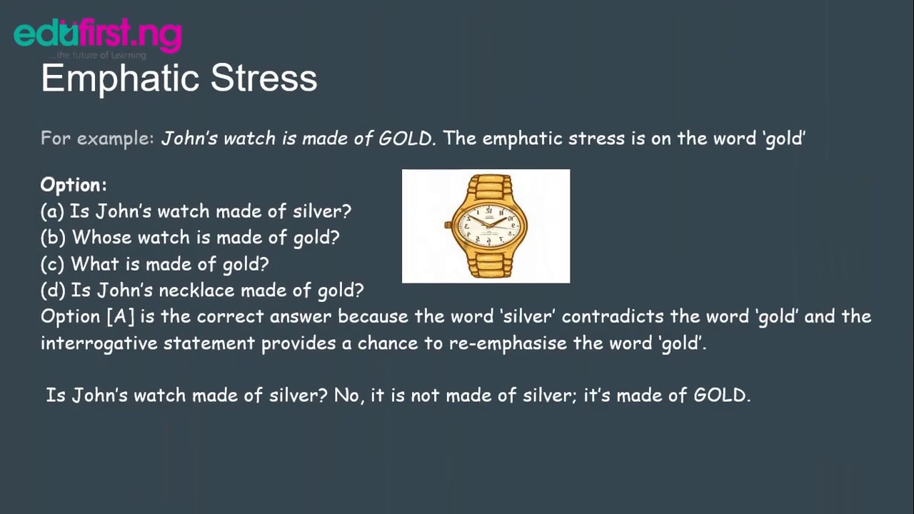 Emphatic stress | English | SS3 | 1st Term