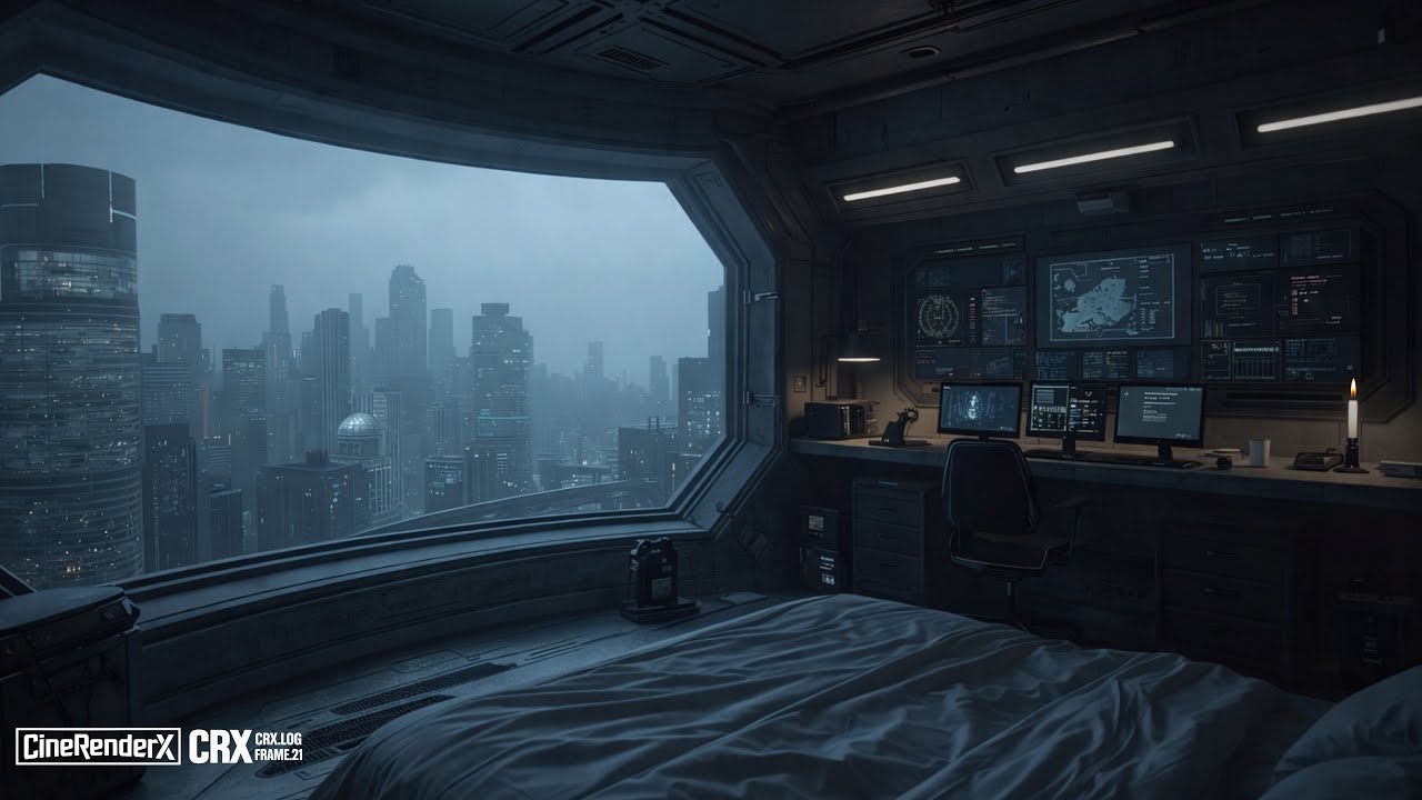 Future City View Ambience | Isolated Work Room in Deep Silence | 1 Hour 4K