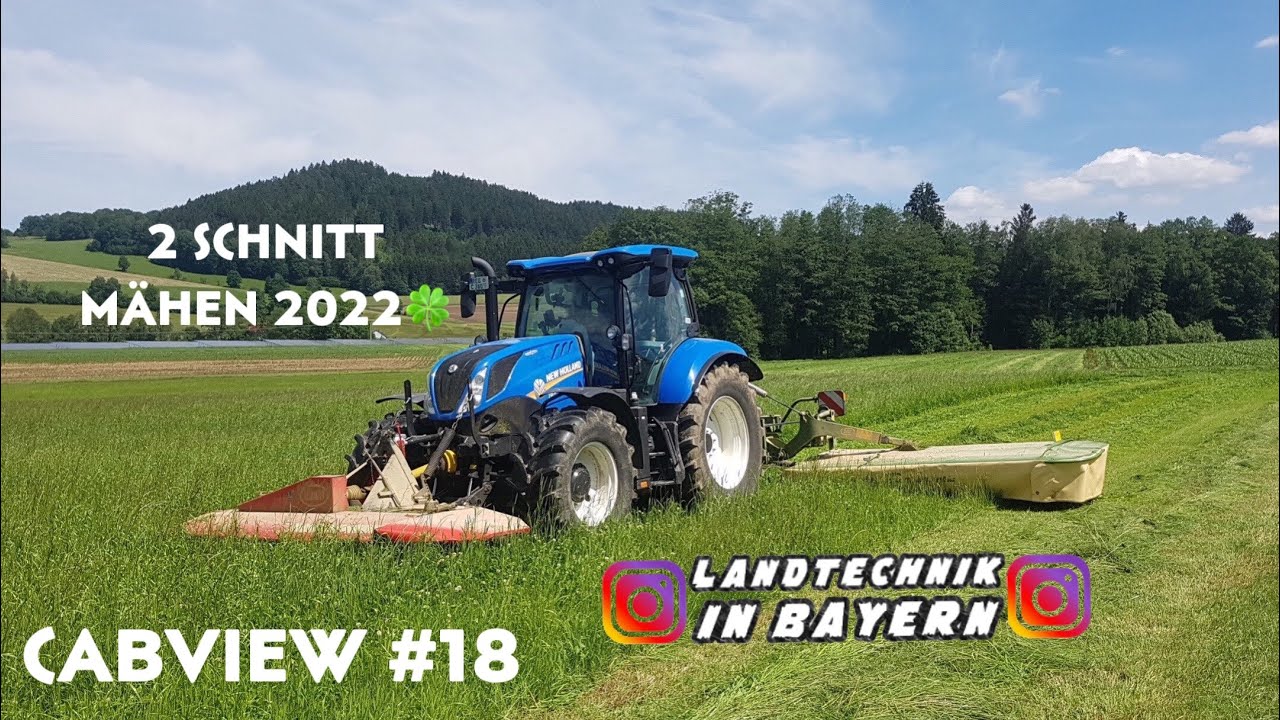 2 Schnitt 2022 Mähen mit Newholland t6 und Krone Butterfly (Cabview #18)
