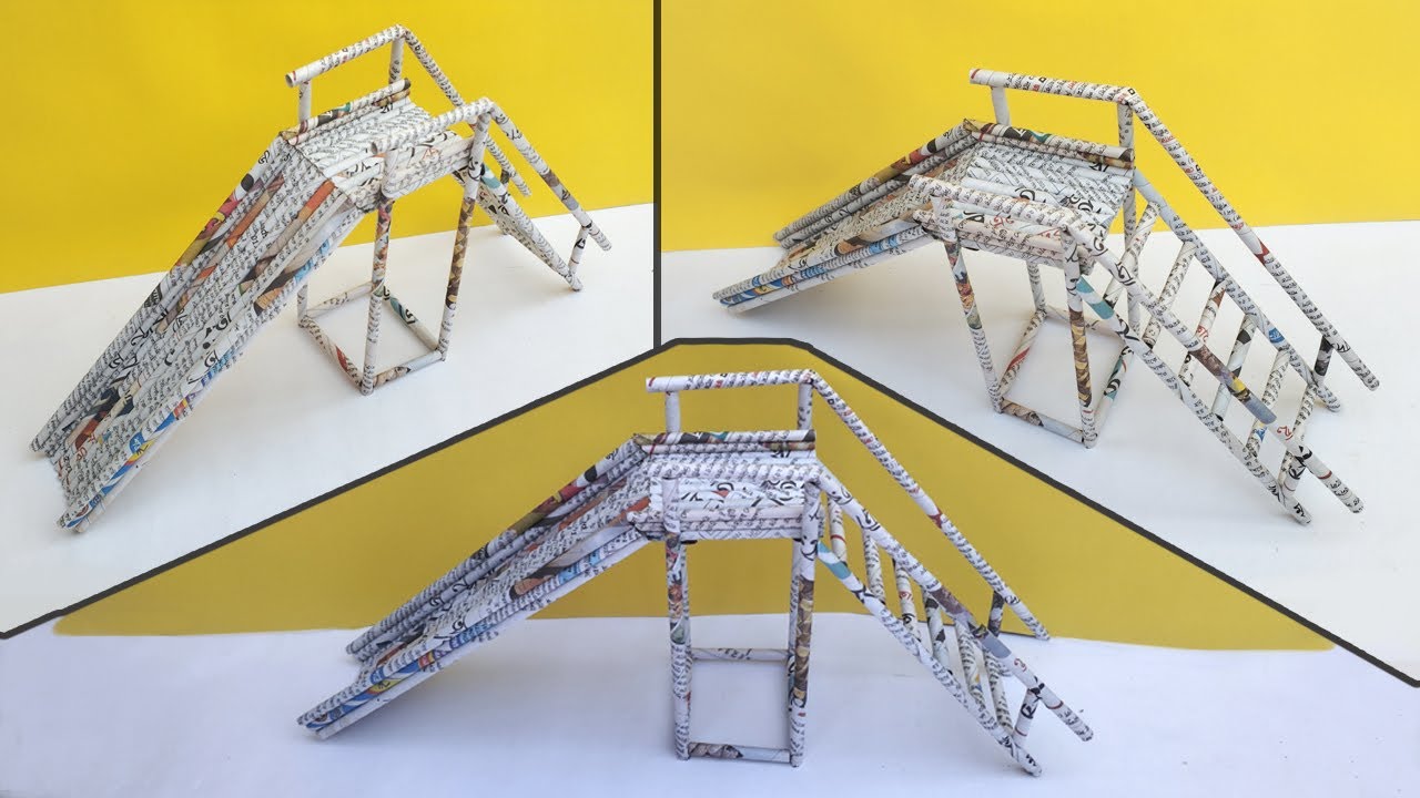 How to make a playground slide | Newspaper playground slide | Newspaper crafts