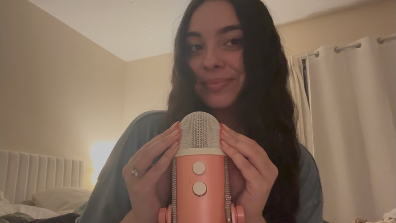 ASMR mic scratching w mouth sounds + nail tapping 