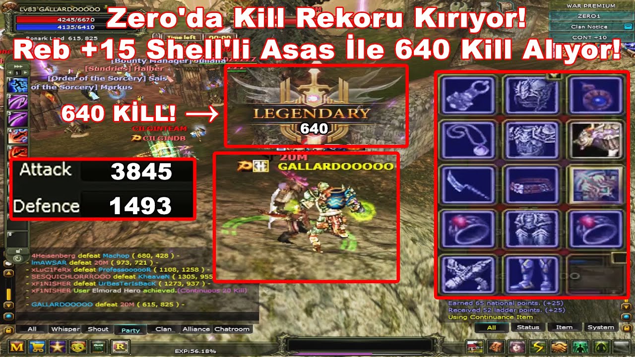 KhangNOCHA - Zero'da Kill Rekoru Kırıyor! Reb +15 Shell'li Asas İle 640 Kill Alıyor! | Knight Online