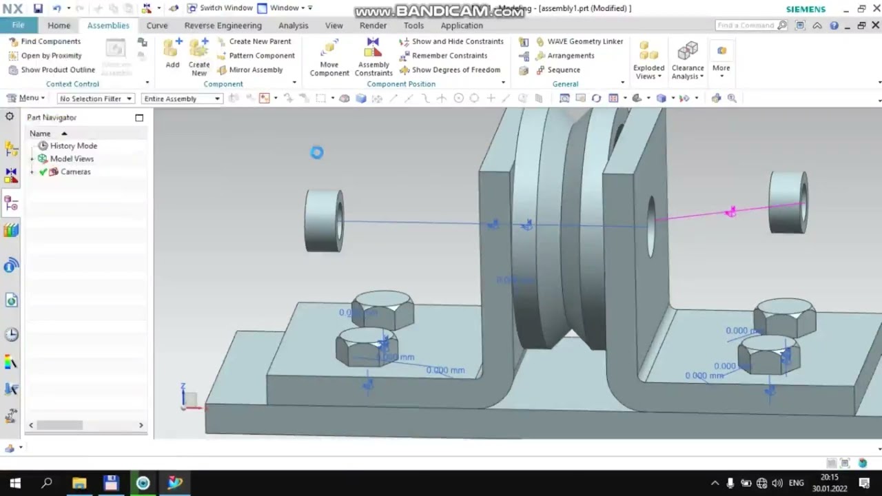 Siemens NX 11.0 dasturida assembly (yig'sh) bo'limi bilan tanishish