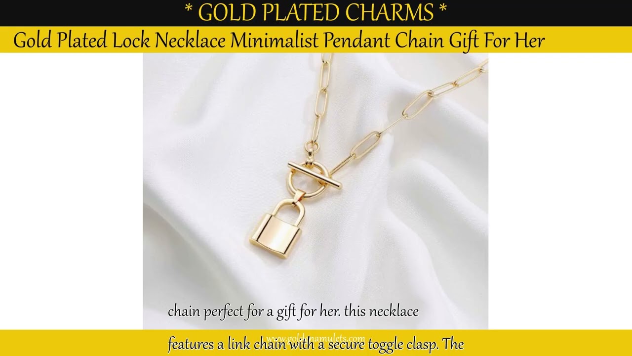 Gold Plated Lock Necklace Minimalist Pendant Chain Gift For Her