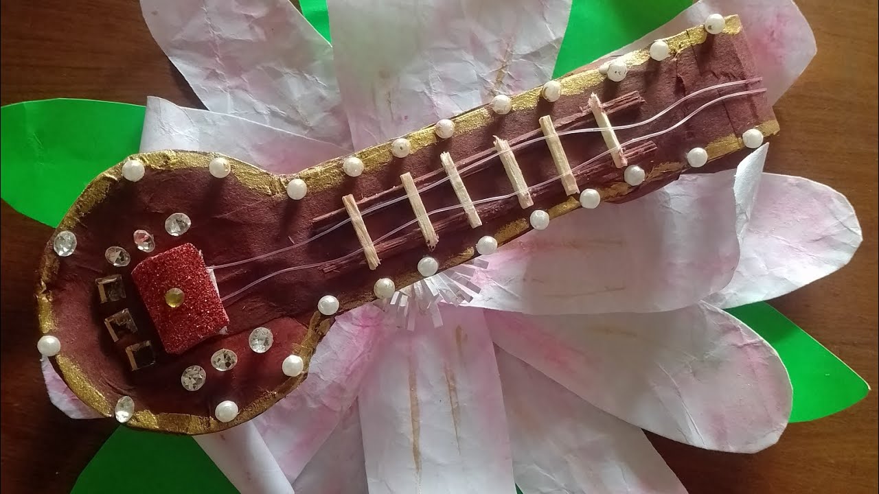 Veena craft 🙏🏻❤️⚠️#veena #artscraft #flower #lotus #maa #crafting #craft / mixed channel 