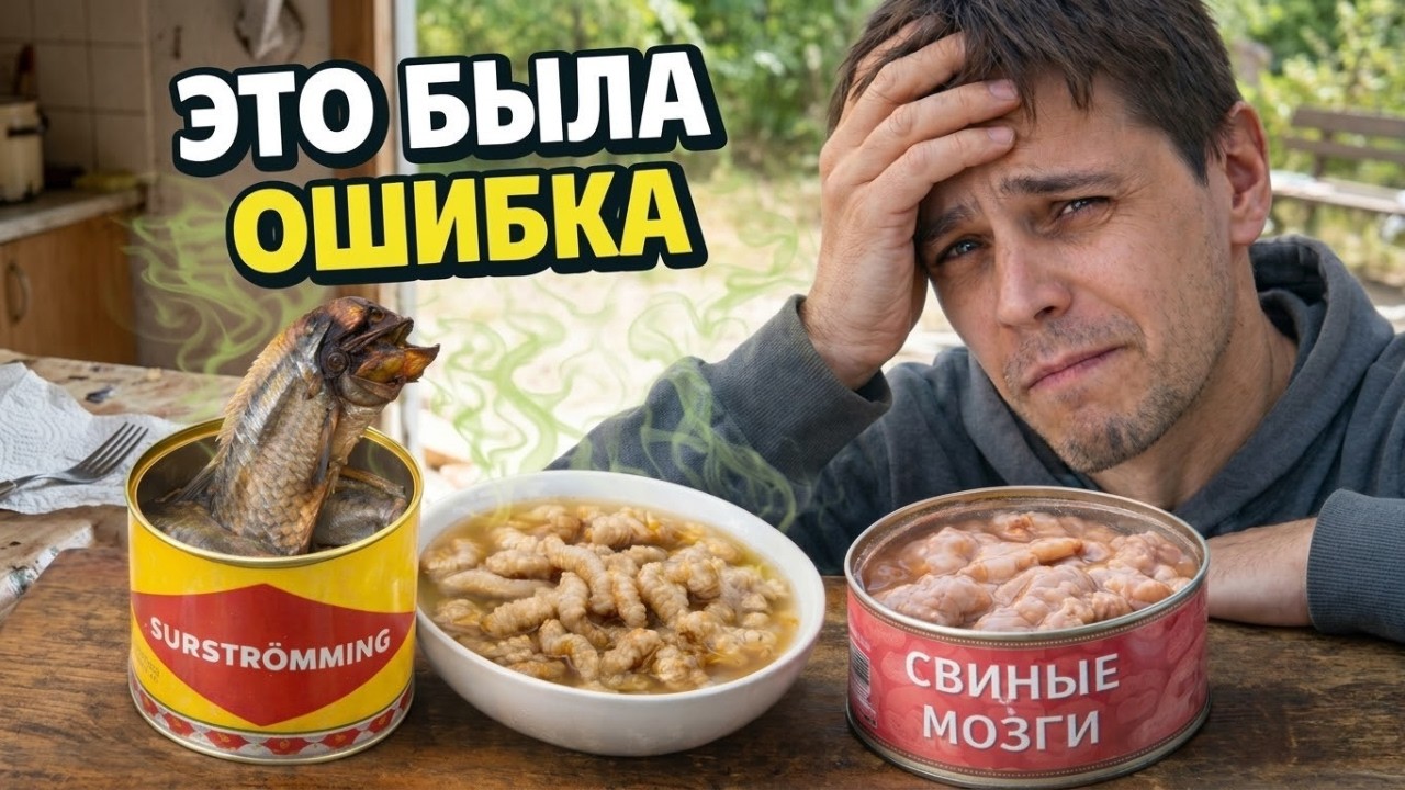 МЕНЯ ЧУТЬ НЕ СТОШНИЛО 🤢 Сюрстрёмминг, личинки и свиные мозги