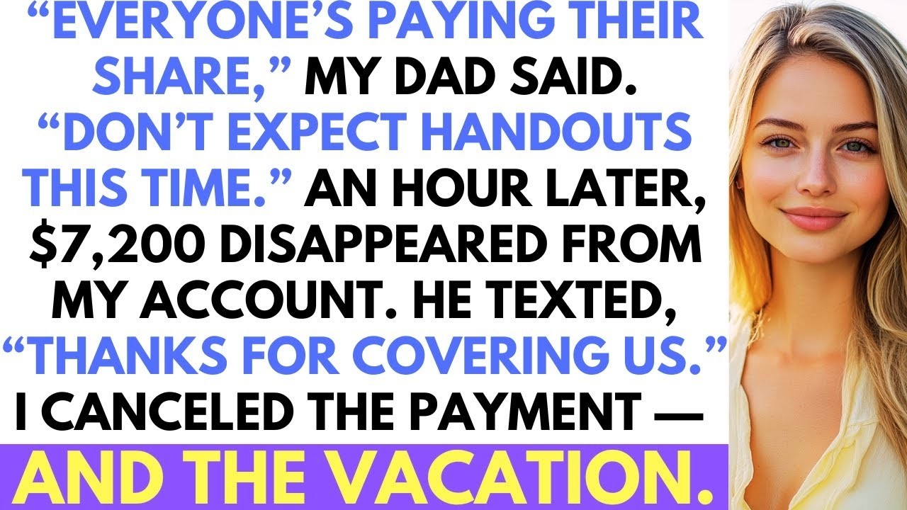 My Dad Said ‘No Handouts’ Before Our Family Vacation, Then Drained My Account; I Made Him Regret It