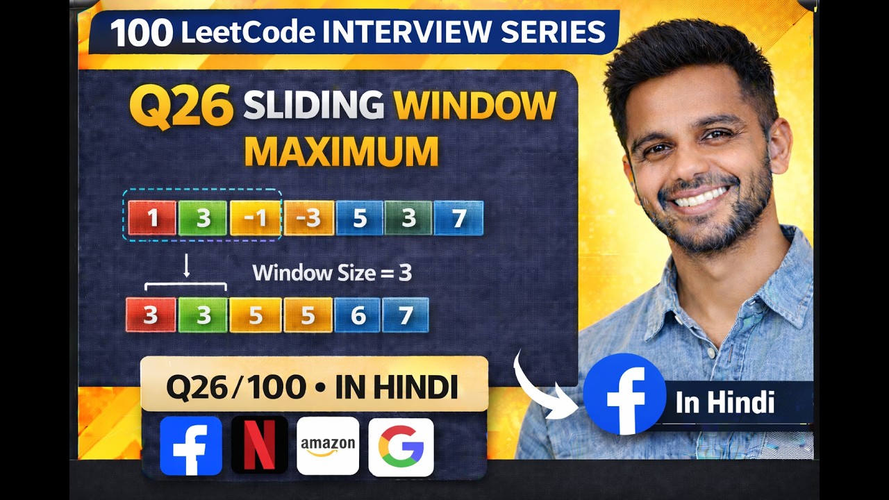 LeetCode Sliding Window Maximum in JavaScript  | Q28/100 LeetCode Interview | Deque Trick | In Hindi