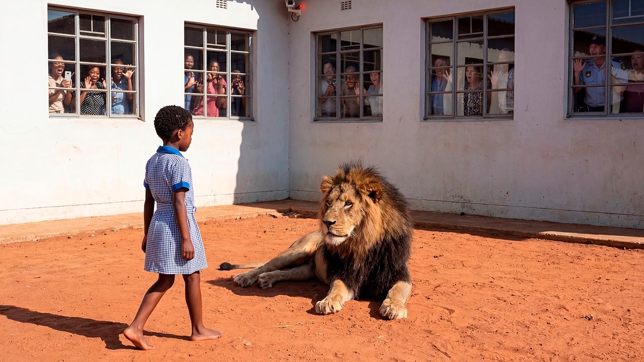 Leão Fugitivo Invade Escola, Menina Autista Se Aproxima e o Que as Câmeras Filmaram Chocou